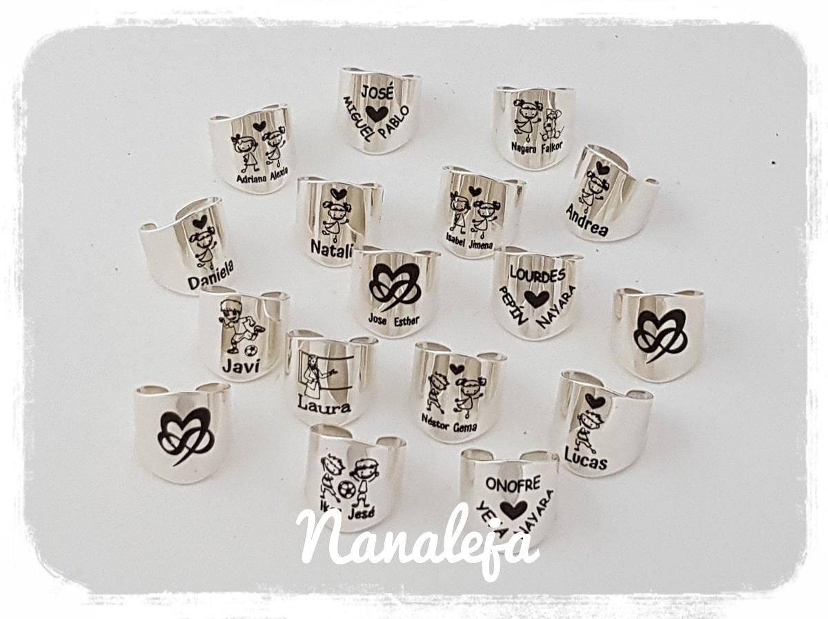 Anillo ancho grabado con dibujo 3 Anillo ancho grabado con dibujo