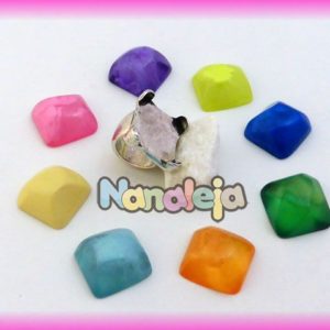Anillo zamak ajustable para resina cuadrada grande