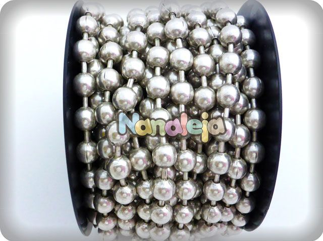 Cadena de bolas 10mm con baño de plata (precio por cm)
