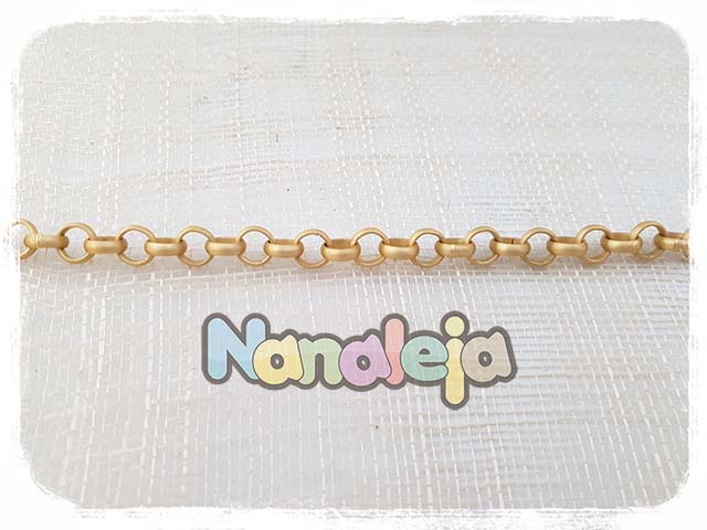 Cadena dorado mate de aluminio eslabón redondo 8mm (precio por trozo 50cm)