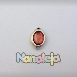 Colgante ovalado con resina color rosa claro de zamak 23X14mm