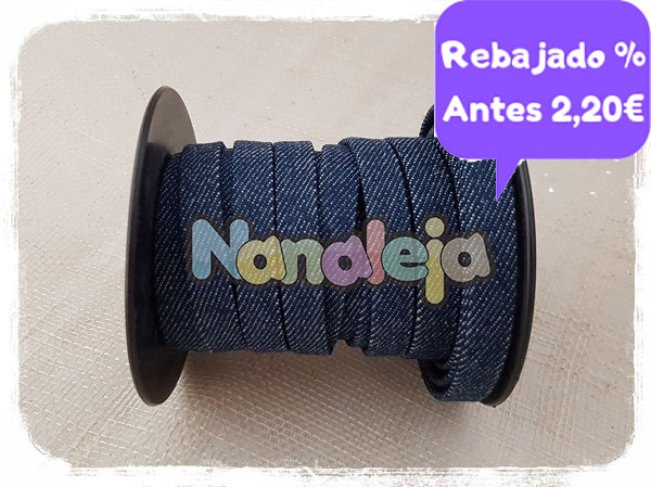 Cordón étnico plano 10mm azul vaquero (precio por metro)
