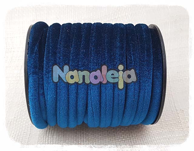Cordón de terciopelo redondo azul oscuro (precio por metro)