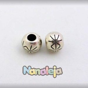 Bola 12mm araña zamak plata vieja interior 5mm