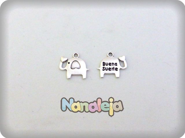 Colgante elefante de la buena suerte zamak 14X15mm