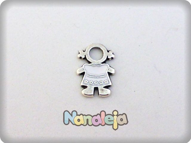 Colgante niña comunión lacado zamak plata (21X15mm)