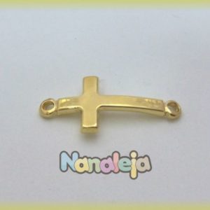 Entrepieza cruz dos conectores zamak oro (20X45mm)