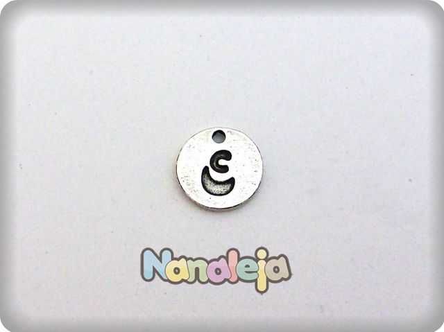 Colgante letra E moneda zamak 14mm