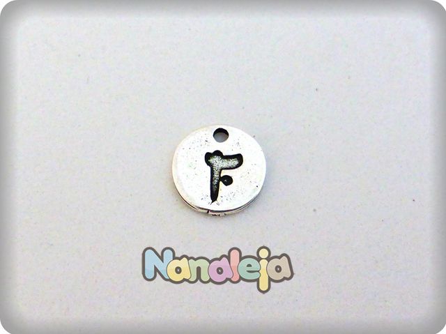 Colgante letra F moneda zamak 14mm