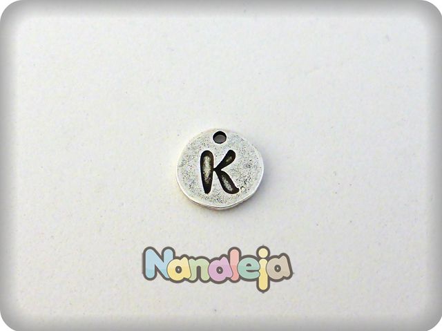 Colgante letra K moneda zamak 14mm