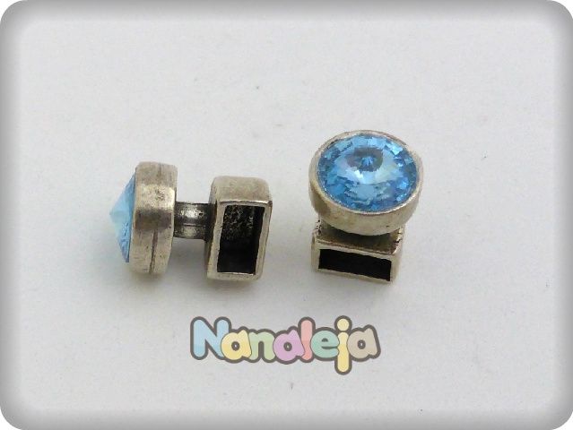 Terminal cierre con swarovski celeste zamak (Int. 10X5mm)